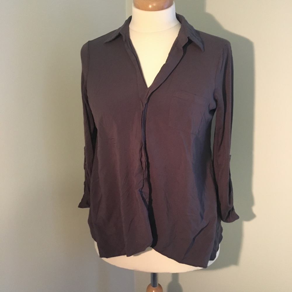 Relaxed deep grey collared button down
